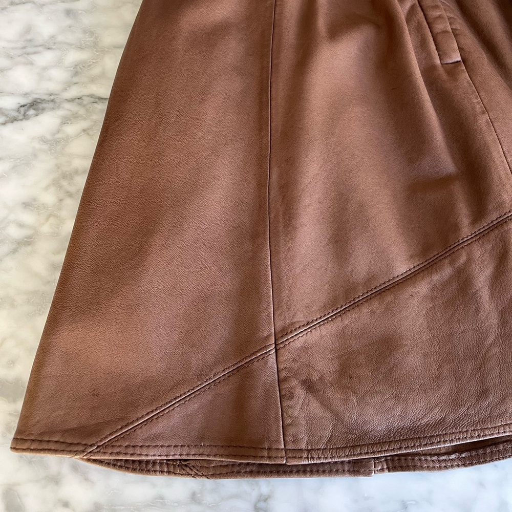 Anthropologie Cognac Leather Skirt - Picture 6 of 7